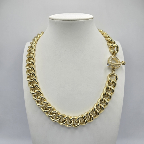 Heidi Daus Goldtone Necklace Chunky Chain Link Rhinestone Mogul Mobwife - Picture 1 of 5